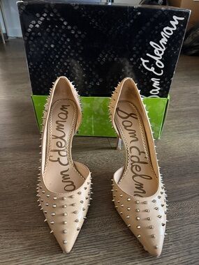 Sam Edelman Nude Pointed Spike Pumps